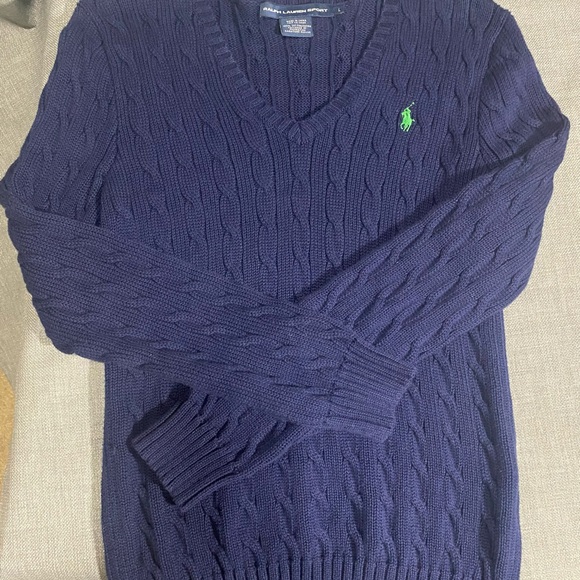 Ralph Lauren Sport Women’s Navy Cable Knit Sweater size large - Picture 1 of 3